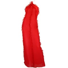 1970s Bill Blass Silk Chiffon Ruffle Gown 1970s Bill Blass Silk Chiffon Ruffle Gown
