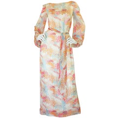 1970s Beaded Silk Alfred Bosand Dress
