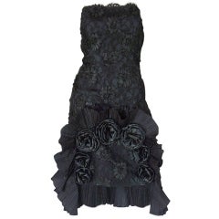 Rare 1970s Carven Lace Strapless Dress