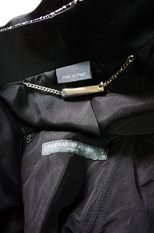 Alexander McQueen Silk Suit with Fur Trimmed Skirt 7