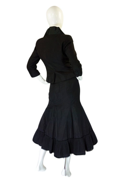 Women's Alexander McQueen Silk Suit with Fur Trimmed Skirt
