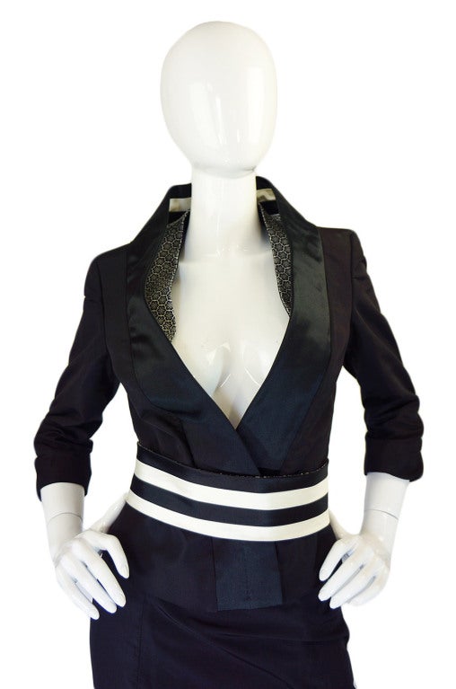 Alexander McQueen Silk Suit with Fur Trimmed Skirt 1