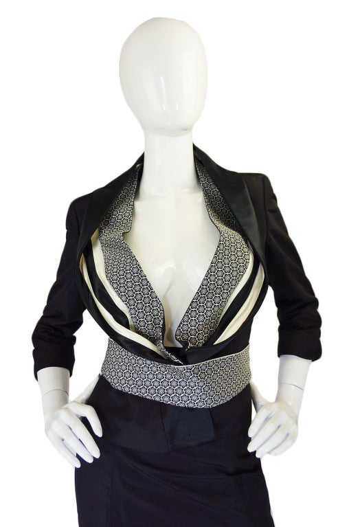Alexander McQueen Silk Suit with Fur Trimmed Skirt 3