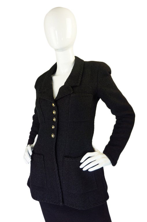 1993 Black Chanel Boucle Jacket & Skirt 2