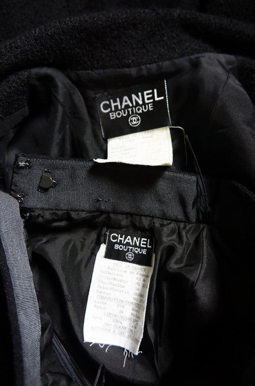 1993 Black Chanel Boucle Jacket & Skirt 7