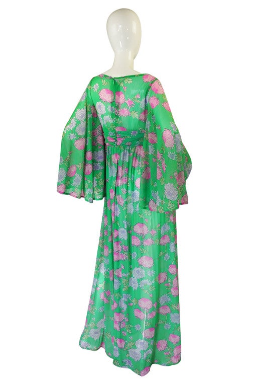 Women's 1960s Robert Morton Floral Maxi Dress For Sale
