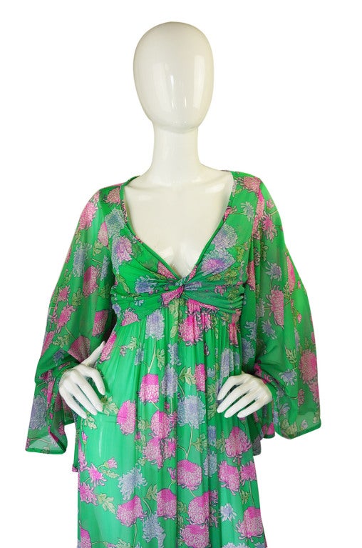 1960s Robert Morton Floral Maxi Dress For Sale 1