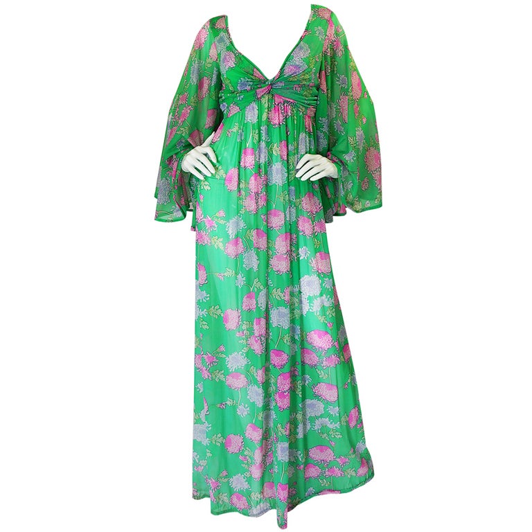1960s Robert Morton Floral Maxi Dress For Sale