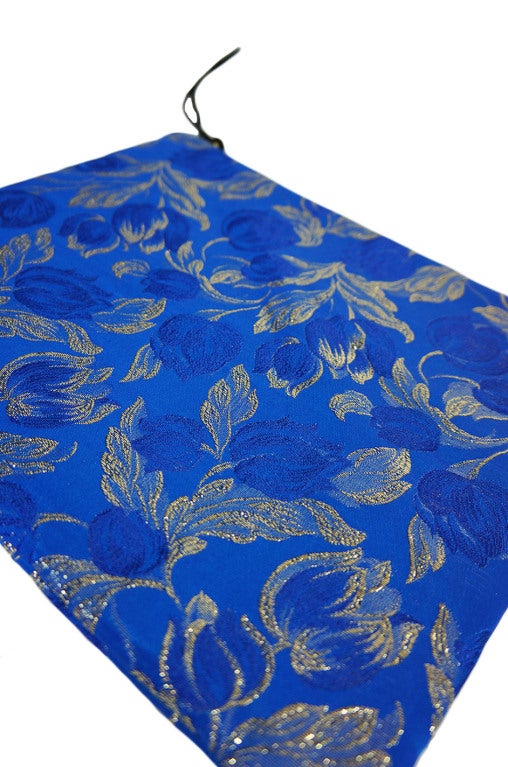 Handmade Blue Silk Brocade Clutch 2