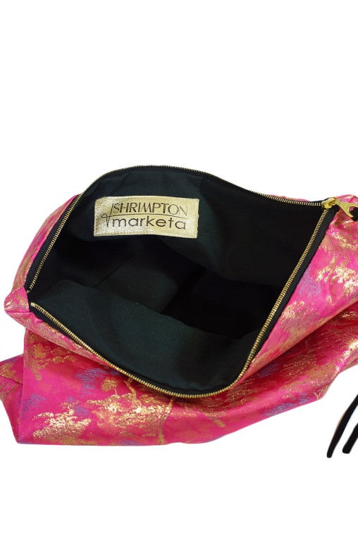 Handmade Pink & Gold Brocade Clutch 3