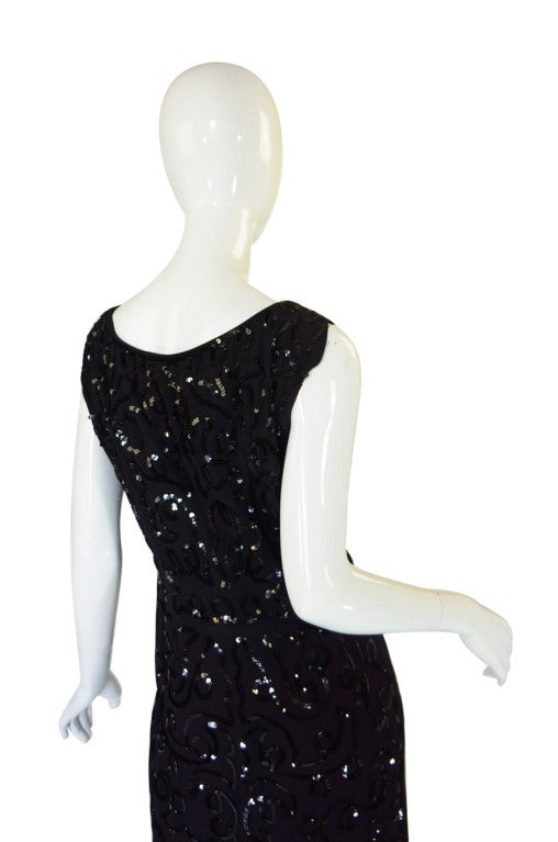 Early 1930s Sequin Silk Crepe Shift Dress For Sale 2