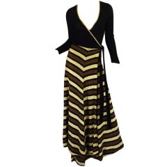 1970s Hand Loomed Striped Knit Maxi
