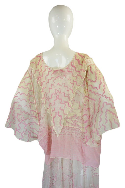 1974 Zandra Rhodes Silk 'Field of Lilies' Caftan Set For Sale 2