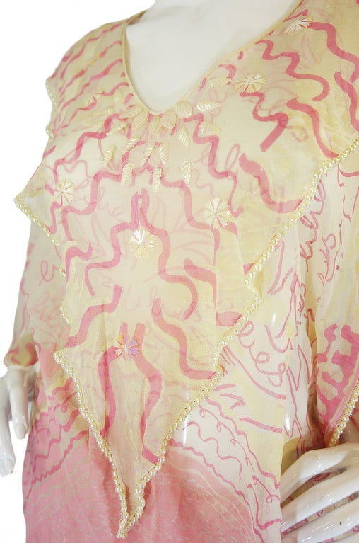 1974 Zandra Rhodes Silk 'Field of Lilies' Caftan Set For Sale 4