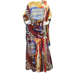 Vintage 1970s Hanae Mori Silk Chiffon Caftan Set