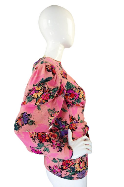 1970s Gorgeous Ungaro Pink Silk Top 1