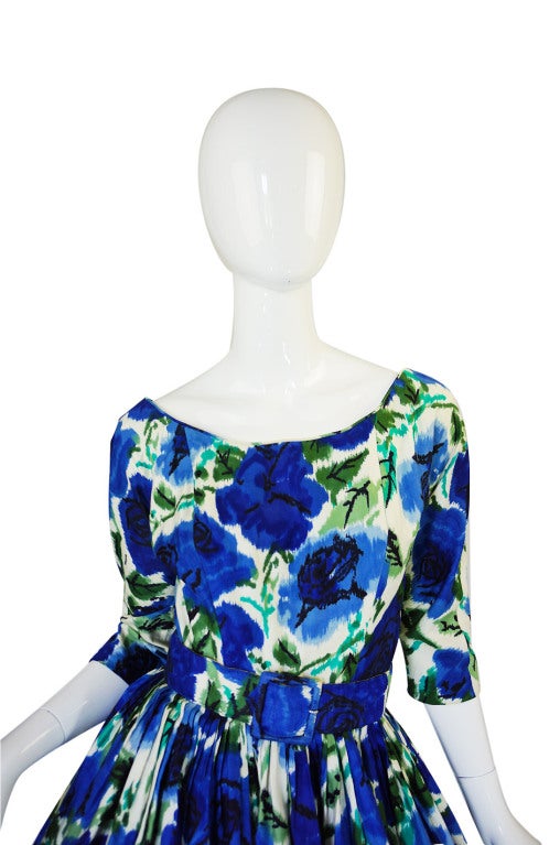 Women's 1950s Suzy Perette Blue Floral Dress