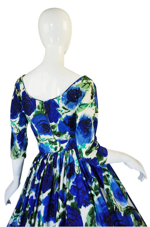1950s Suzy Perette Blue Floral Dress 2