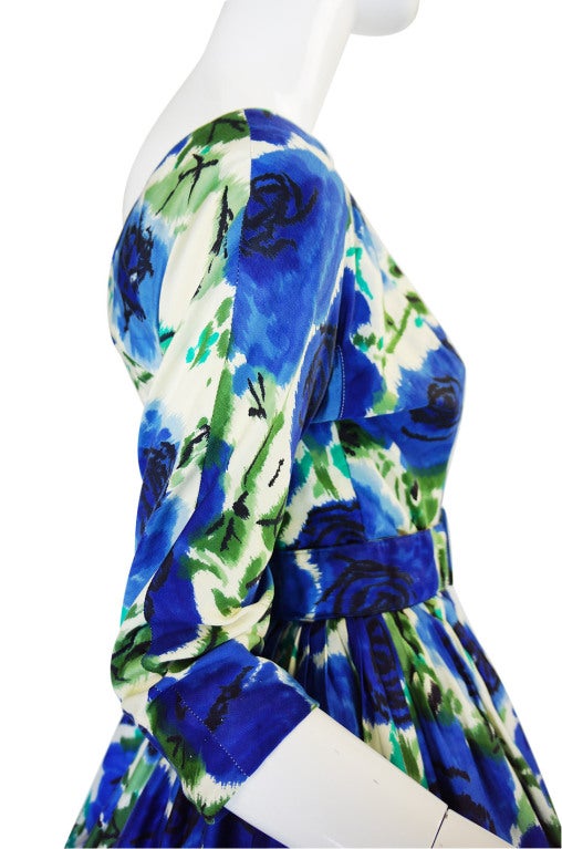 1950s Suzy Perette Blue Floral Dress 3