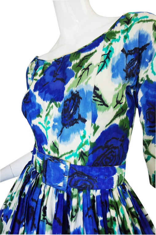 1950s Suzy Perette Blue Floral Dress at 1stDibs