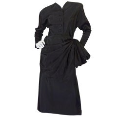 1940s Dramatic Silk Taffeta Peplum Suit