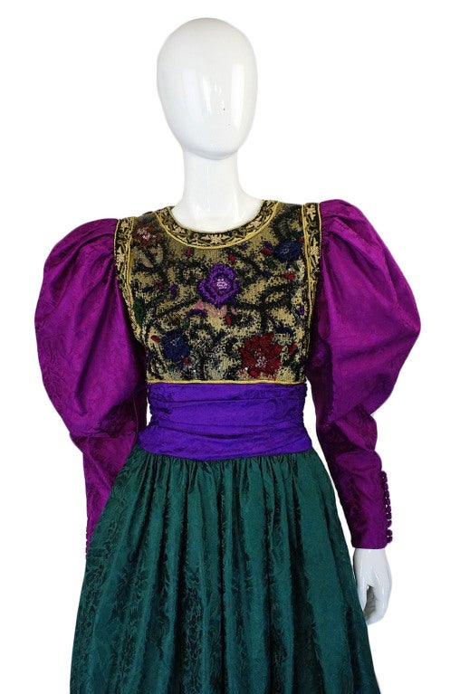 1980s Oscar De La Renta Silk Ball Gown 1