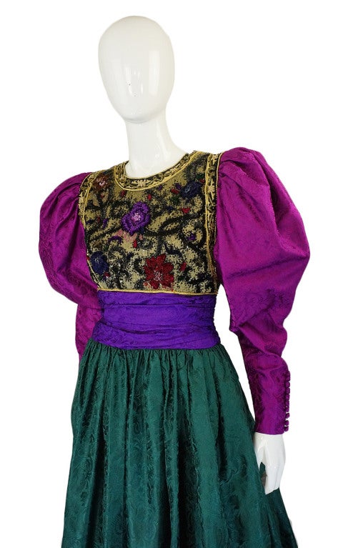 1980s Oscar De La Renta Silk Ball Gown 2
