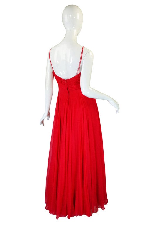 Women's 1950s John Wanamakers Red Silk Gown