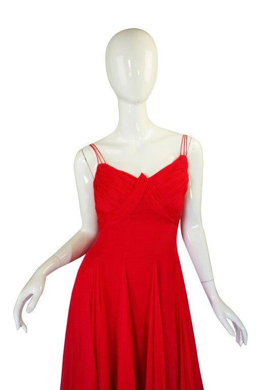 1950s John Wanamakers Red Silk Gown 1