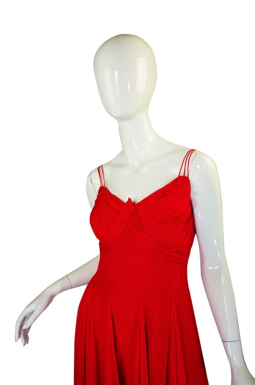1950s John Wanamakers Red Silk Gown 2