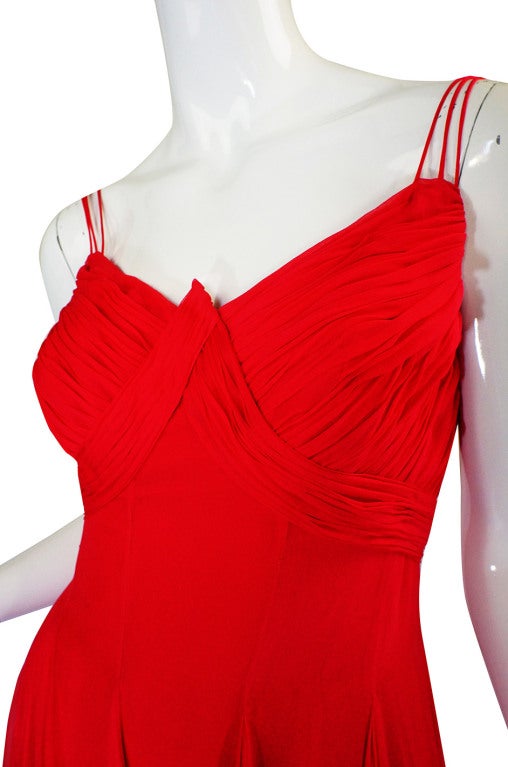 1950s John Wanamakers Red Silk Gown 3
