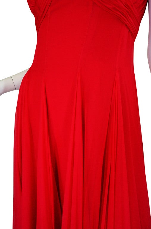 1950s John Wanamakers Red Silk Gown 4