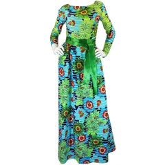 1960s Rare Lanvin Bright Print Maxi Dress