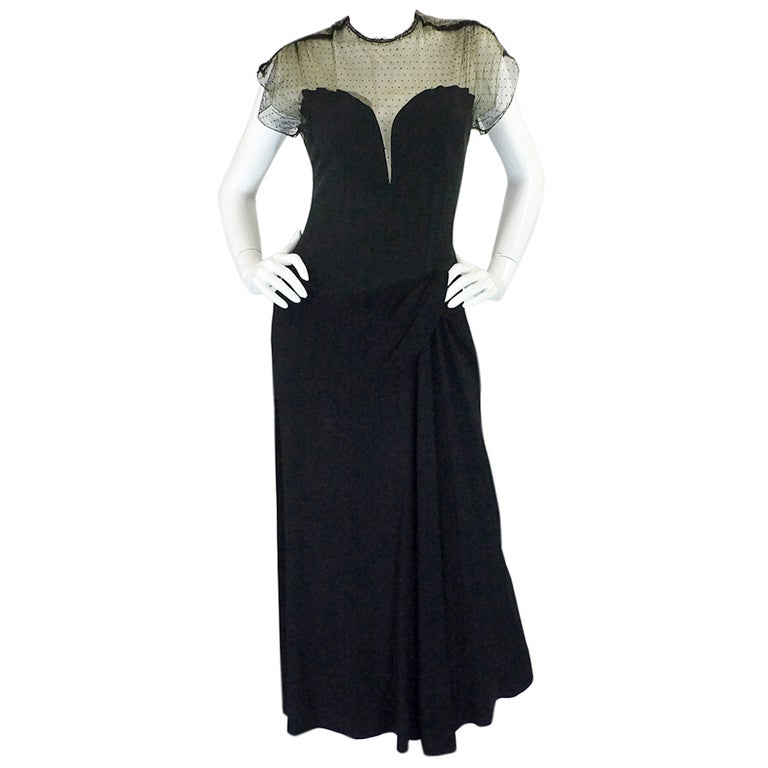 Rare 1940s Edith Small Silk 
Lace Dress