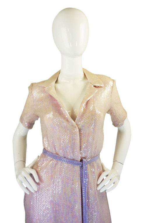 Women's 1970s Pink Sequin Iridescent Halston
