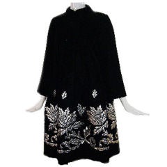 1960s Trigere Coat With Silver Quilt Detail