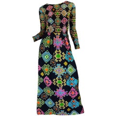 1971 Rare Lanvin Multi Color Maxi Dress