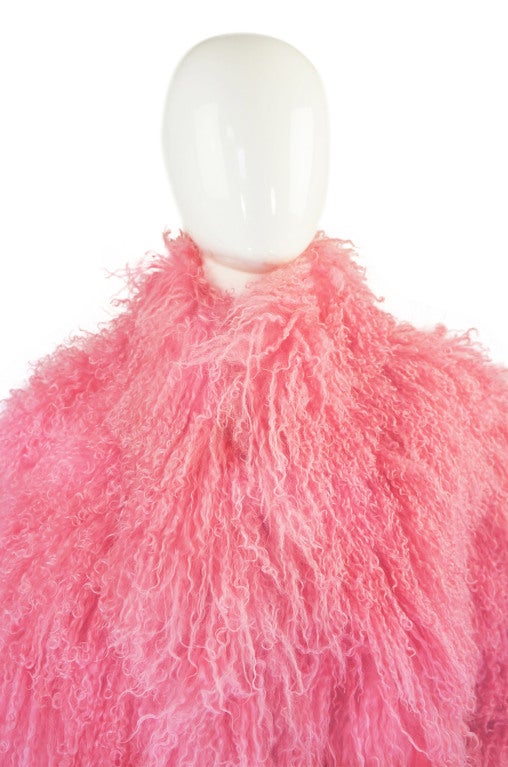 Women's 1970s Baby Pink Mongolian Fur Jacket