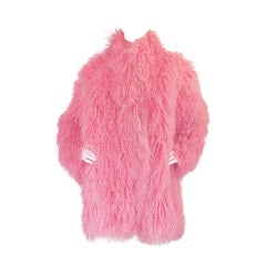 Retro 1970s Baby Pink Mongolian Fur Jacket