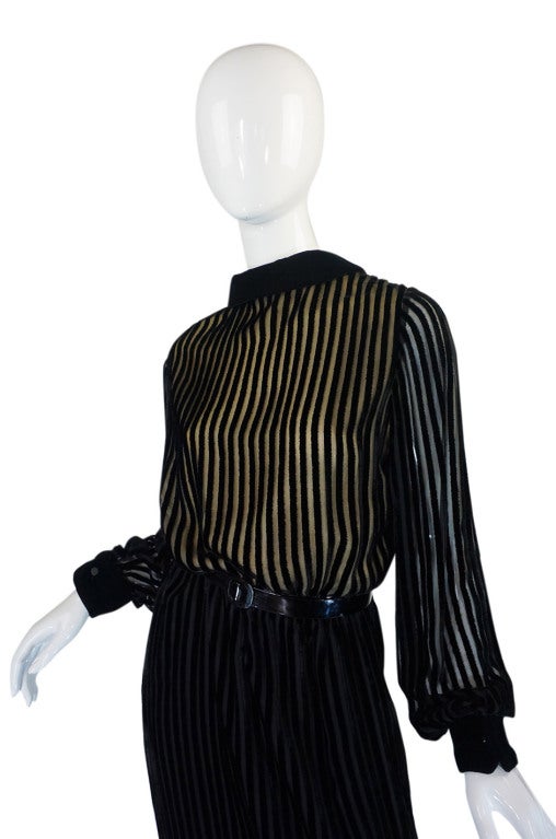 1960s Jean Louis Demi-Couture Silk Chiffon & Velvet Dress In Excellent Condition In Rockwood, ON
