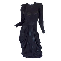 1940s Silk Draped Femme Fatale Dress