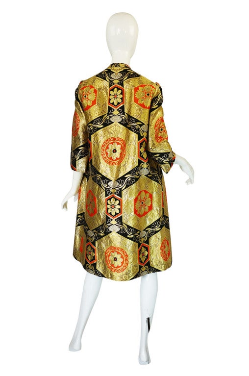 1950s Rich Metallic Silk Brocade Coat