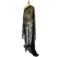 1860s Hand Made Chantilly Square Shawl