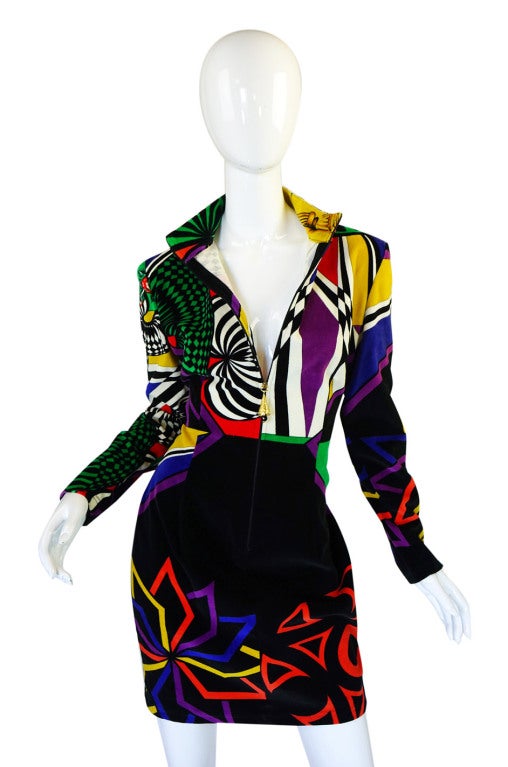 1990s Gianni Versace Versus Velvet Dress 1