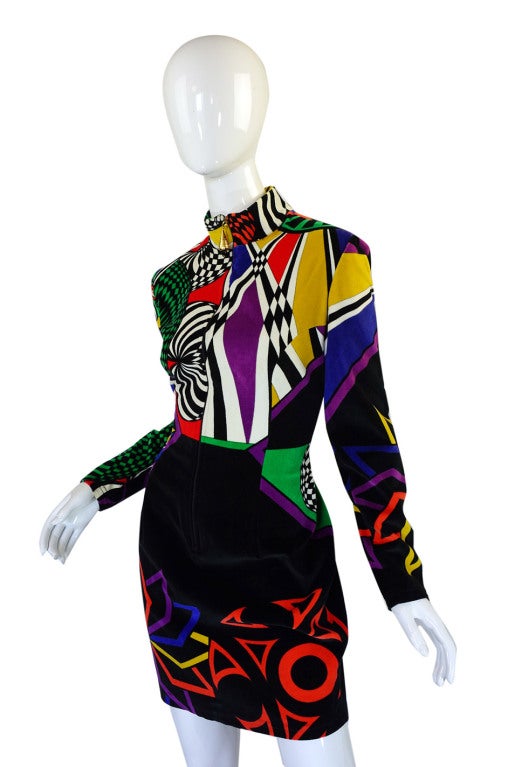 1990s Gianni Versace Versus Velvet Dress 2