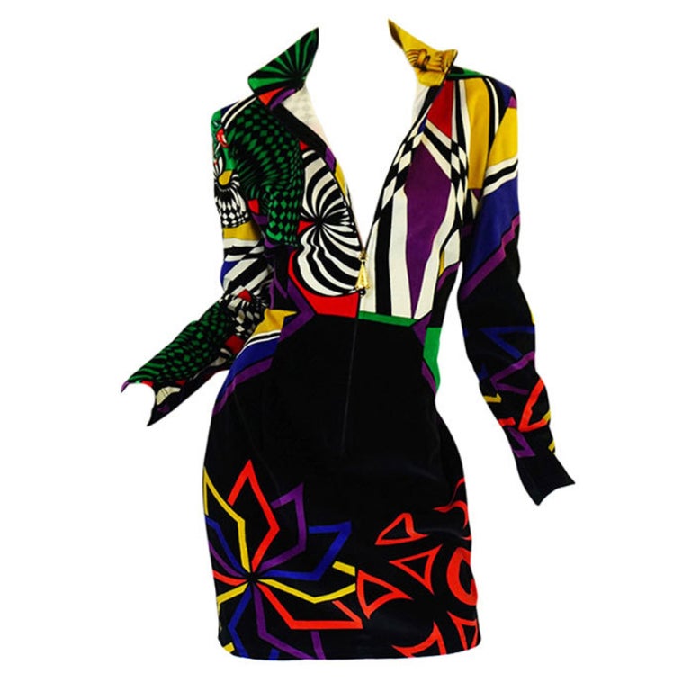 1990s Gianni Versace Versus Velvet Dress