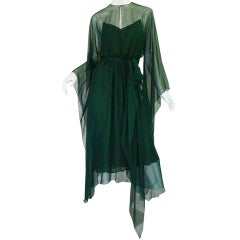 Vintage 1970s Rare Halston Silk Chiffon Gown
