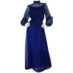 1970s Givenchy Silk Floral Maxi Dress