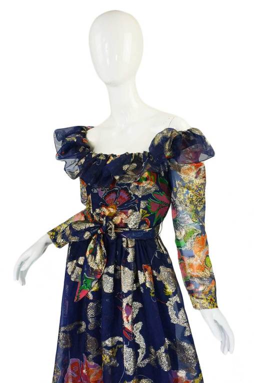 1960s Oscar De La Renta Ruffled Gown
