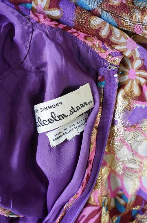 1960s Metallic Lilac Malcolm Starr Dress For Sale 5